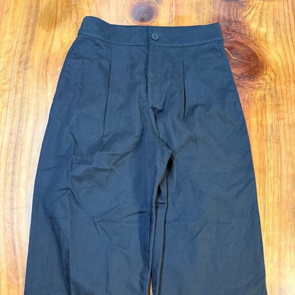 Kowtow Womens Pants Medium High Rise Button Back Wide Pleated Organic Cotton B18 - Picture 3 of 7